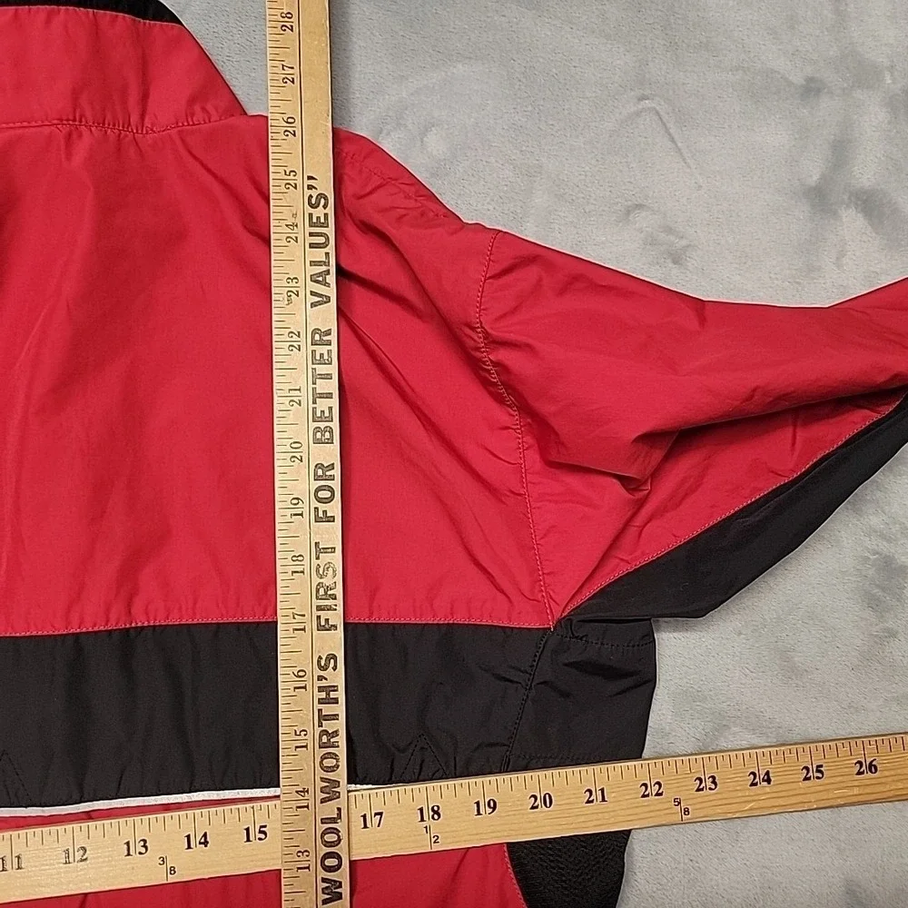 The North Face Jacket Mens Medium Red Windbreaker Stow Pocket Full Zip Hiking